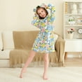 thumbnail image 4 of FORMRS Niños Bathrobe Unisex Hooded Robe Soft Plush Pajamas Sleepwear, Size 2-3T, Blue Floral Wave, 4 of 7
