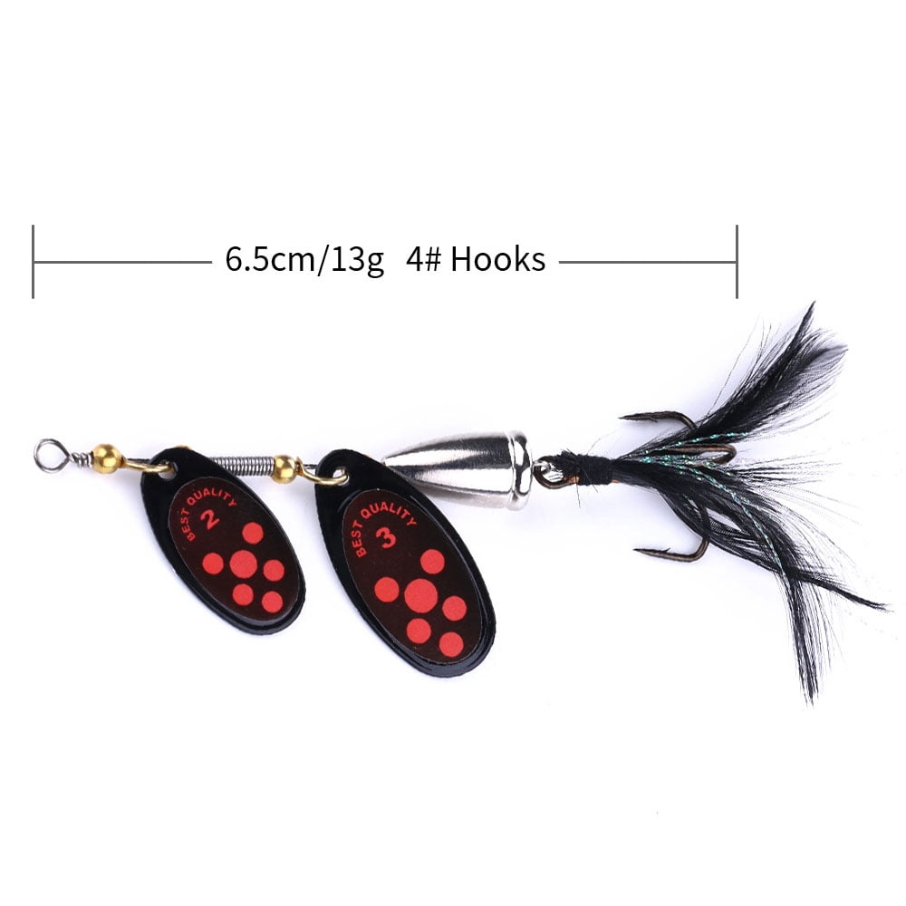 Fishing Lure Spinnerbaits, HENGJIA 6PCS Fishing Lures with Feathered Treble Hooks,Trout Bass Salmon Hard Metal Spinner Baits Kit Rooster Tail Fishing Lures Kits,1/2oz