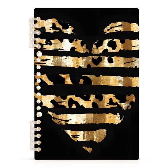 Heart with Leopard Spiral Journal Notebook College Ruled Notebook 8.3" x 5.7" A5 Lined Thick Paper Page