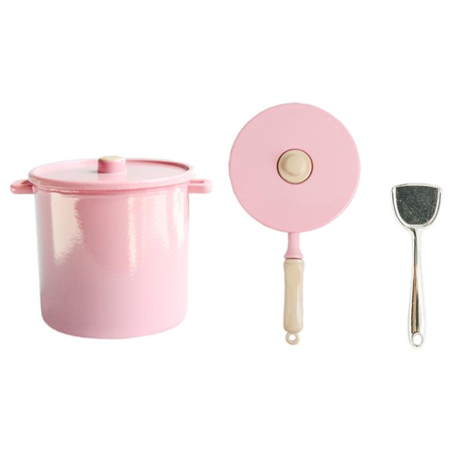 3 Piezas Miniatura Olla 1: 6 Juego de Simulación Educativo Aprendizaje Accesorios Utensilios de Cocina para Adult rosado Sunnimix Sartén en miniatura