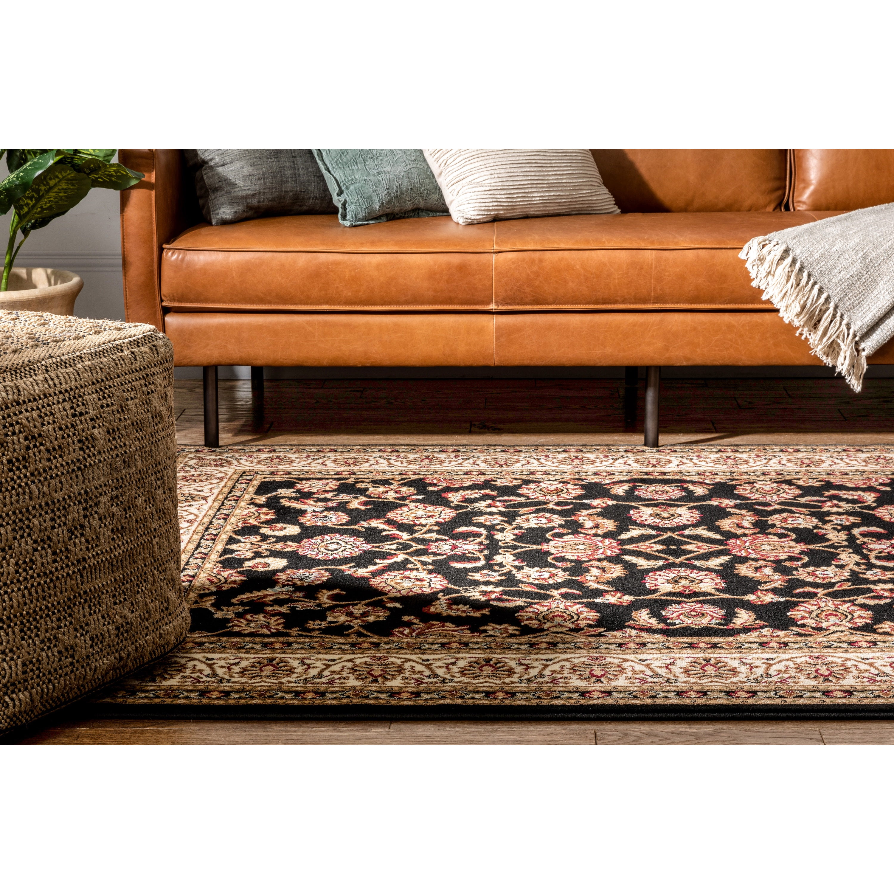 Well Woven Barclay Sarouk Traditional Oriental Panel Black 9'3" x 12'6" Area Rug