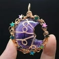 thumbnail image 5 of Natural Wire Wrap Crystal Moon Star Pendant Stone Quartz Jewelry Healing Reiki, 5 of 6