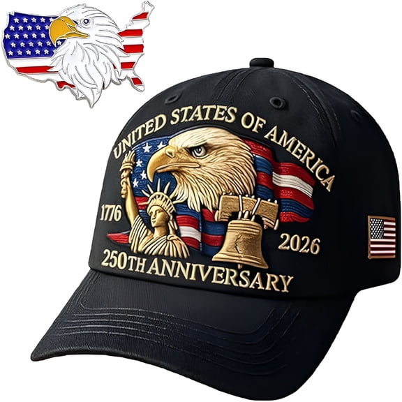 TELOLY 2026 New United States 250Th Anniversary Hat Adjustable Patriotic Bald Eagle Embroidery Baseball Cap for Men Women