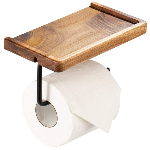 Soporte para papel higiénico Yangbaga negro con estante de almacenamiento