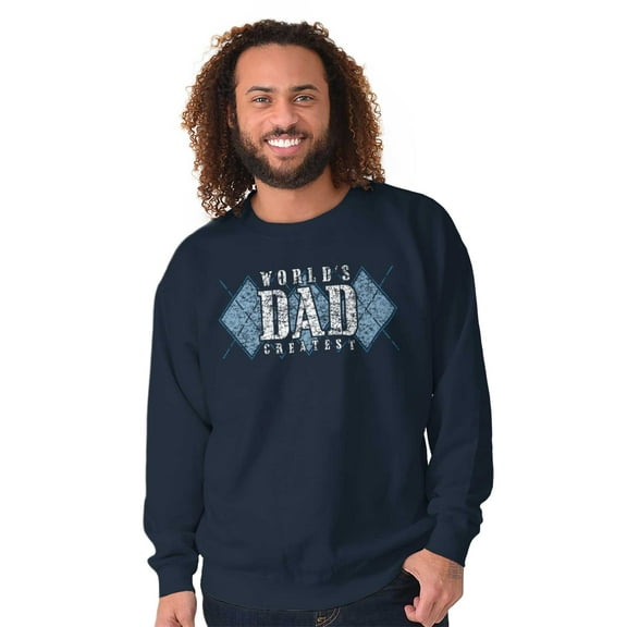 World's Greatest Dad Argyle Fathers Men's Crewneck Sweatshirt Brisco Brands S