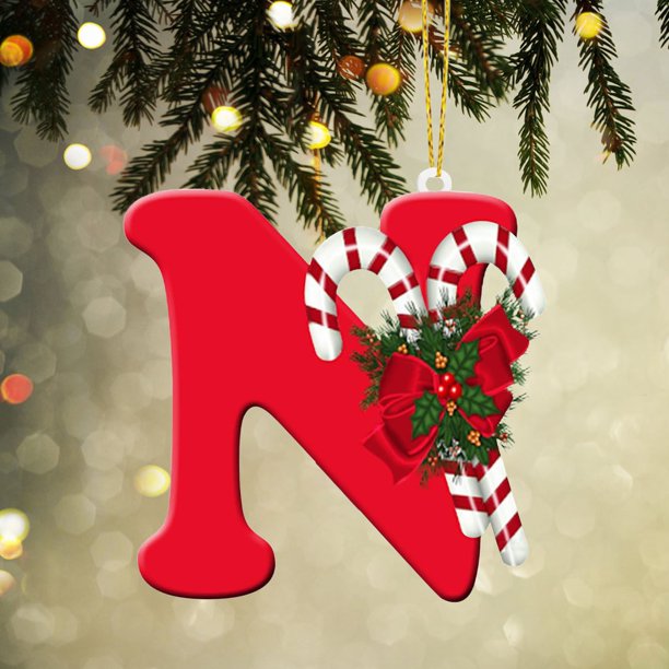 Decoraciones Del Árbol de Navidad 26 Alfabeto Decoraciones Del Árbol de Navidad Colgantes Ornamentos Del Árbol de Navidad Ornamentos de Navidad Personalizados Decoraciones Colgantes Del Árbol de Navid