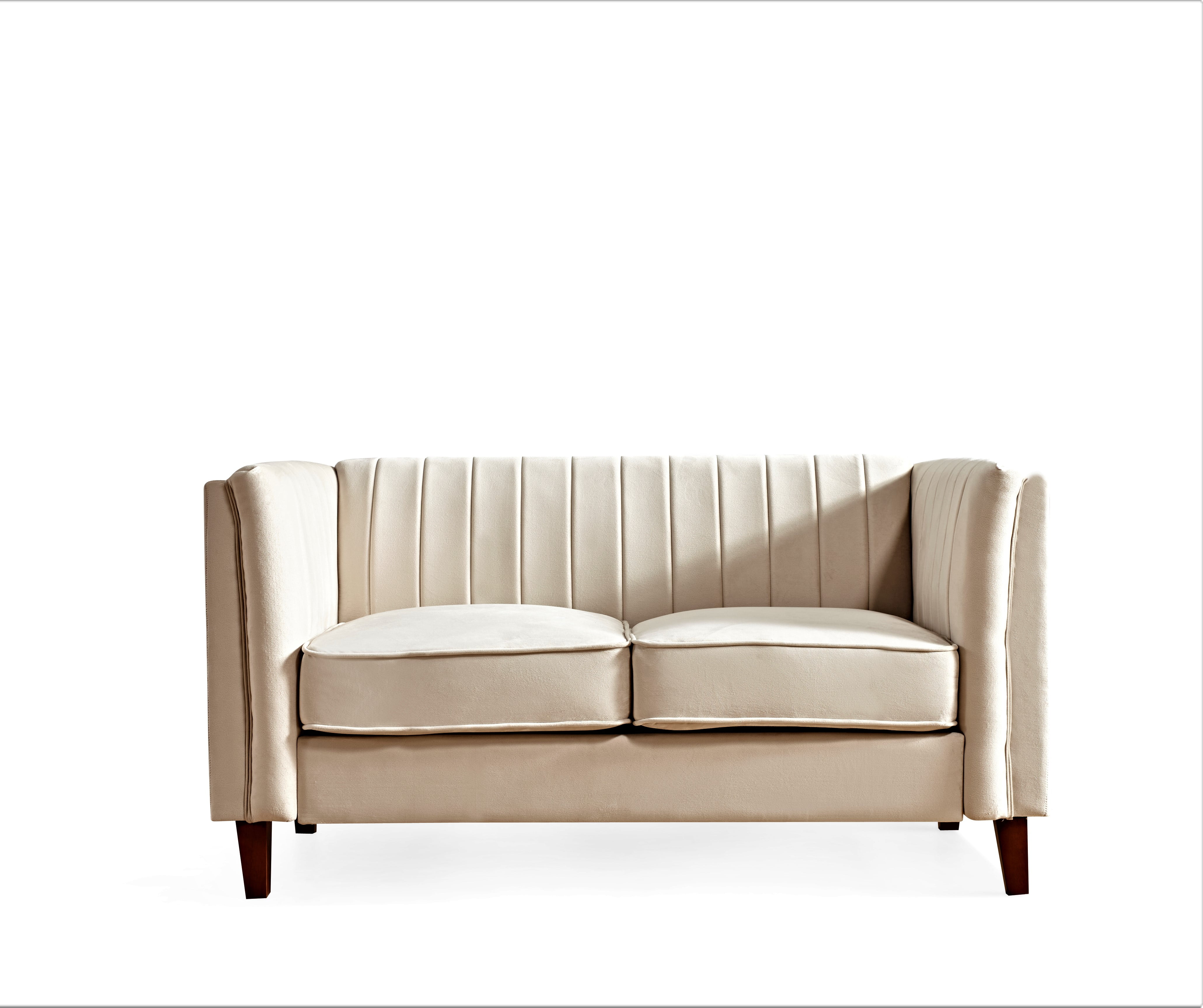 Uspridefurniture Plainfield Line Tufted Square Velvet Loveseat,Beige