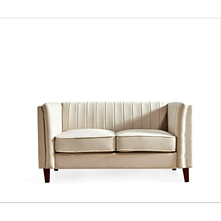 Uspridefurniture Plainfield Line Tufted Square Velvet Loveseat