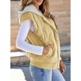 thumbnail image 4 of Women Cropped Hooded Zip Up Quilted Sleeveless Jackets Fall Light-Weight Coat with Pockets Yellow S, 4 of 8