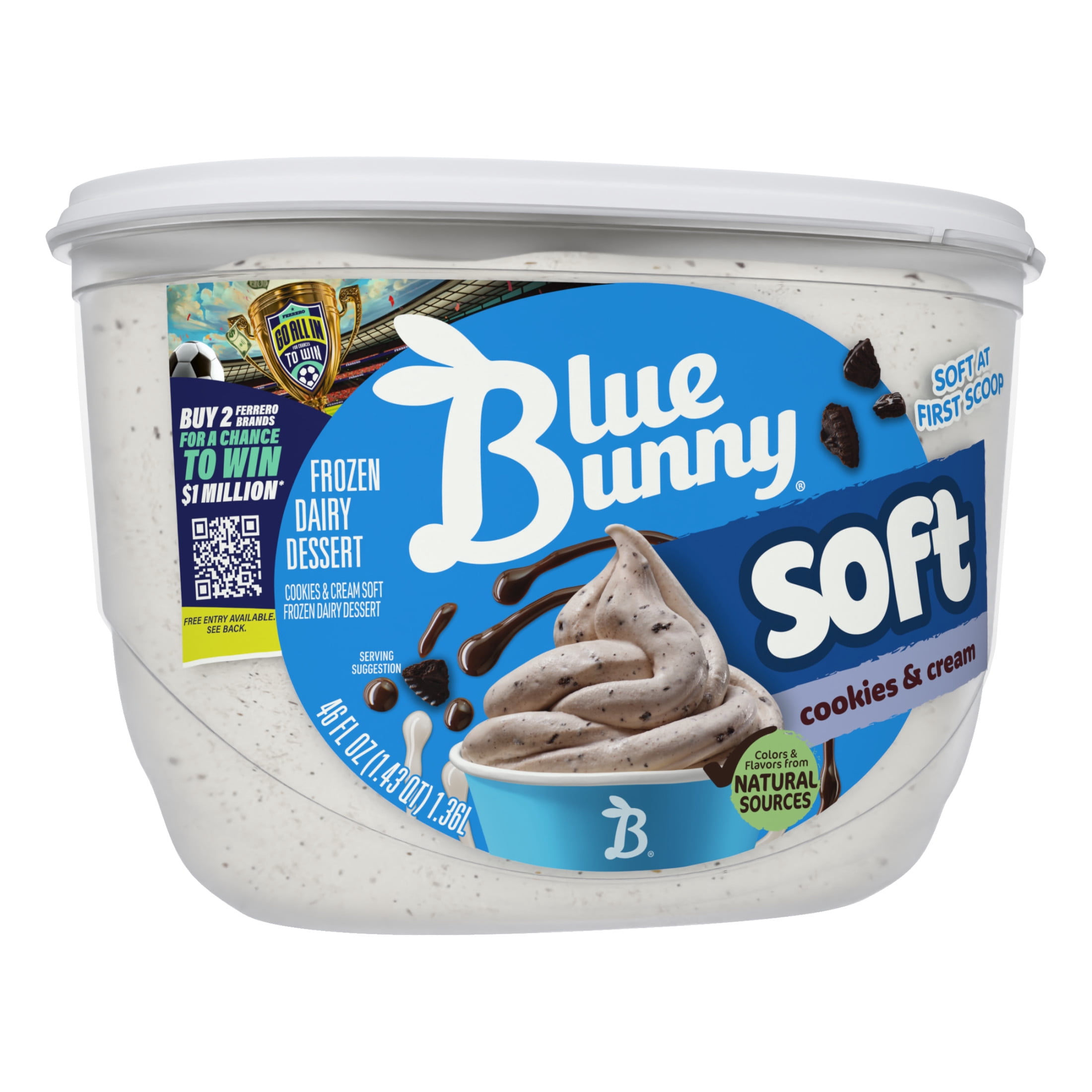 Blue Bunny Soft Cookies and Cream Premium Frozen Dessert, 46 fl oz