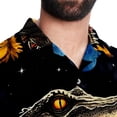 thumbnail image 5 of Crocodile Starry Sky Sunflower Men's Short Sleeve Shirts, Casual, Printed, Button Down Short, Summer Beach Shirts, Unisex, 5 of 6