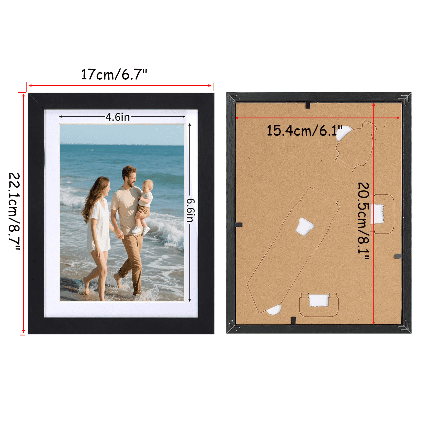 15Pack 5x7 Picture Frames, Display 5 by 7 Photos with Mat or 6x8 Photos without Mat, Multi Frames Bulk for Wall, Tabletop Ecor, Black
