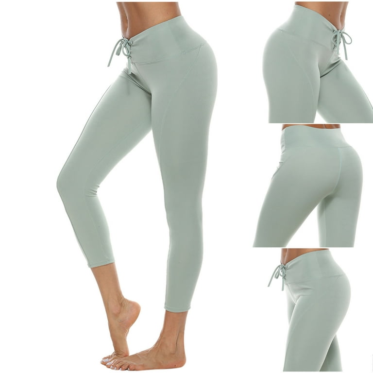NCLAGEN Yoga Pants Women Leggings High Waist Drawstring Strap Half