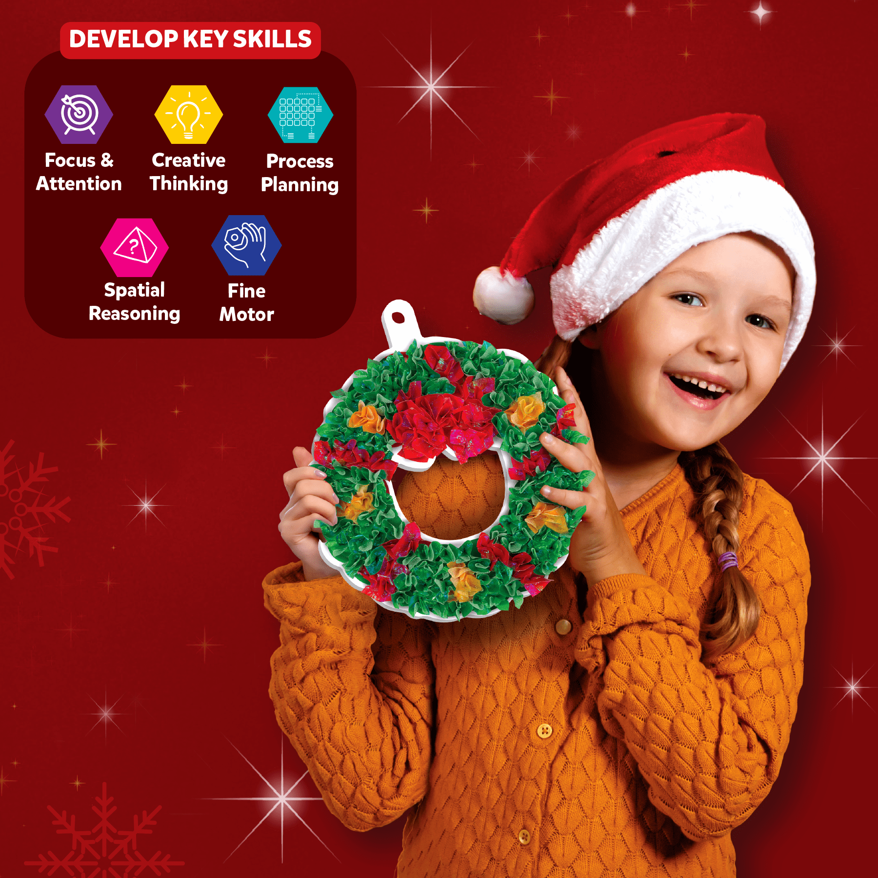 Skillmatics Poke-in Art - Christmas Decor, Mess-Free Art for Kids, DIY Craft Kits, Creative Activity, Gifts for Ages 4, 5, 6, 7, 8, 9, 10, 11, 12