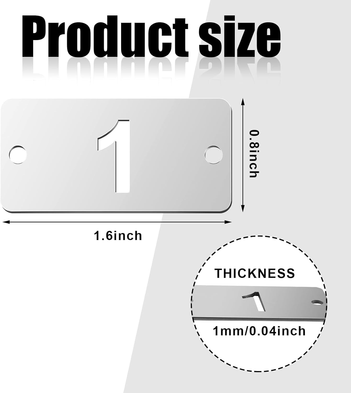 Metal Numbered Tags Stainless Steel Number ID Key Tags with Holes Numbered Key Rings Chain (50 Pcs,1-50, Rectangle)