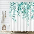 thumbnail image 2 of Navy Blue Eucalyptus Shower Curtain, Watercolor Plant Leaves with Floral Bathroom Shower Curtain Set with Hooks, 72x72, 2 of 6