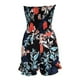 thumbnail image 3 of Mono corto informal de verano para mujer con estampado floral, hombros descubiertos y sin mangas. Negro, 3 of 9
