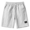 thumbnail image 4 of longantii Mens Waffle Corduroy Shorts Elastic Waist Drawstring Casual Texture Lightweight Short Summer Beach Pants with Pockets White XXXL, 4 of 5