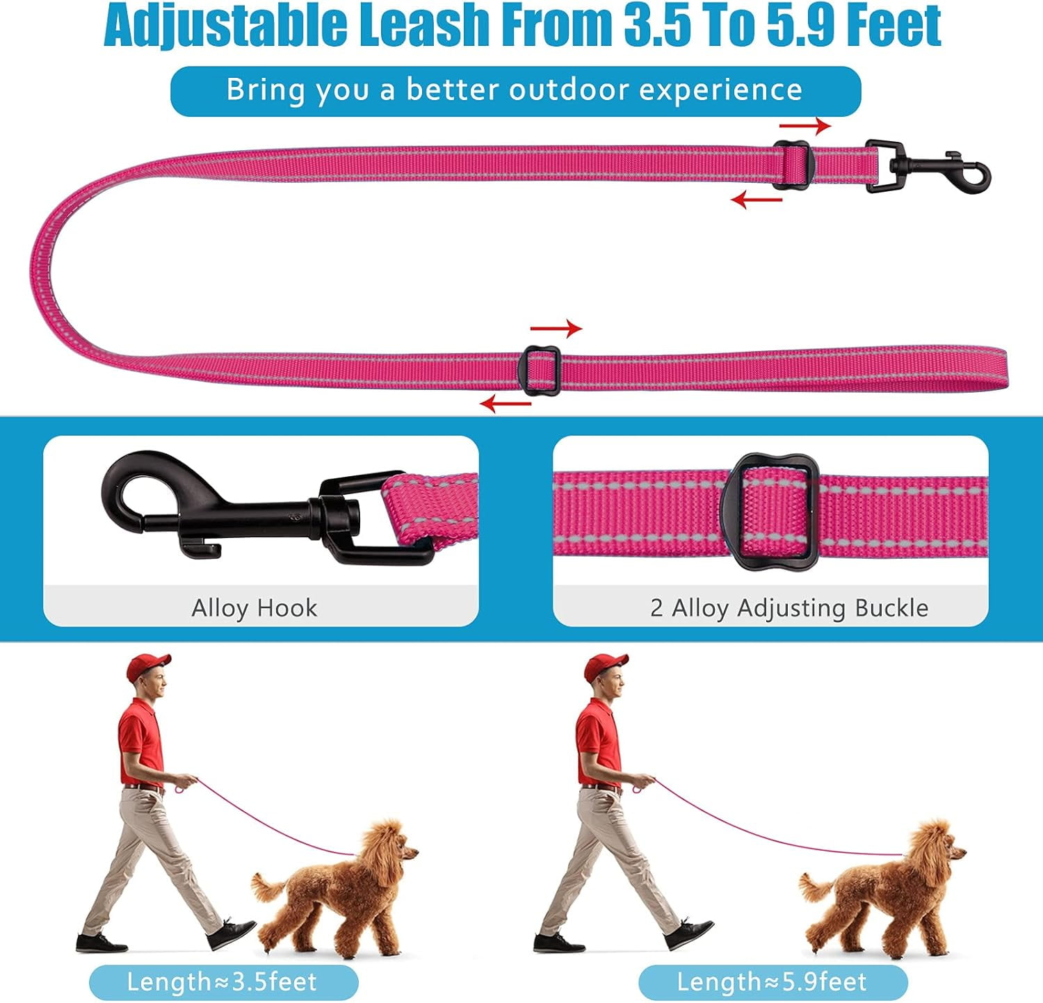 Solennerer Dog Collar Dog Leash Sets Heavy Duty Pet Leash Lead Rope for Small Medium Large Dogs Walking Running Training