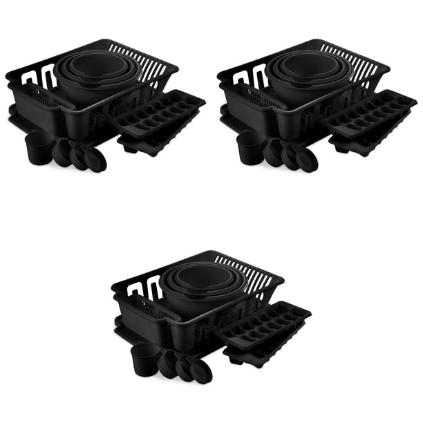 Sterilite, 11 Piece Kitchen Set, Black, Case of 3 ...