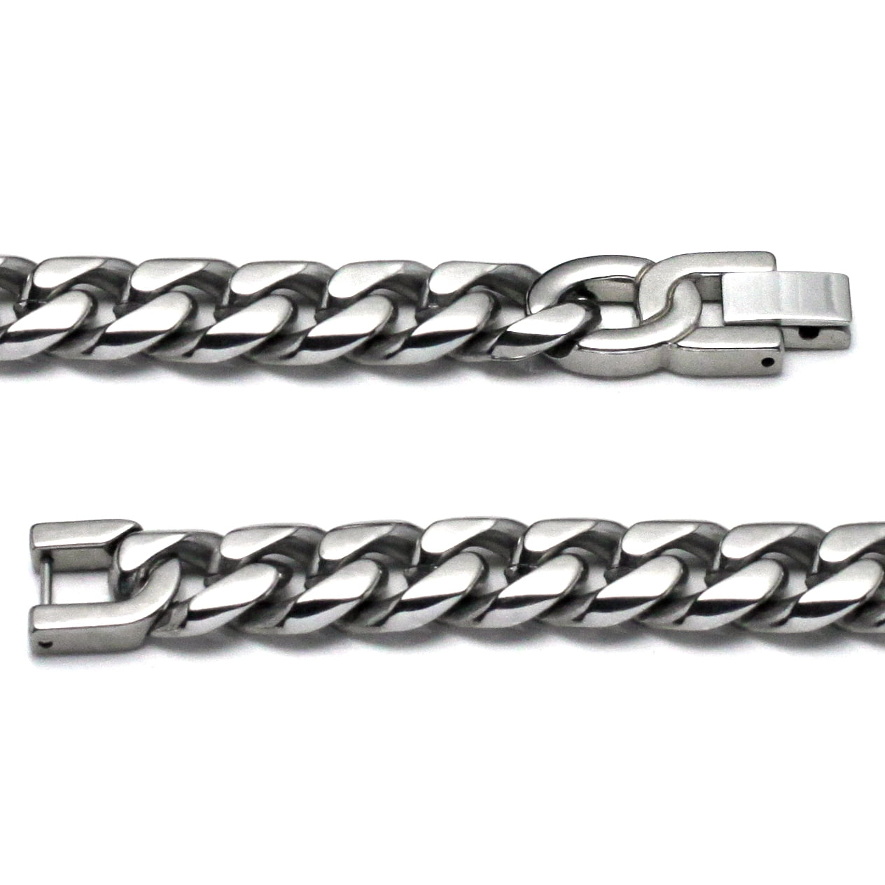 Titanium Kay Italian Cut Men's Solid Titanium 10MM Curb Matte Finish Chrome Color Link Bracelet 8"
