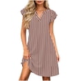 thumbnail image 4 of Levmjia Women's Striped Dress Summer Sleeveless V Neck Casual Pocket Shift Dress Cute A Line above Knee Length Dress for Women Daily Vacation Beach Sundress, 4 of 6