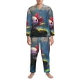 thumbnail image 3 of Naloa Pond Cute Axolotl Men’s Pajamas Set - Long Sleeve Button Down Sleep Shirt and Pajama Bottoms Sleepwear Set-X-Large, 3 of 7