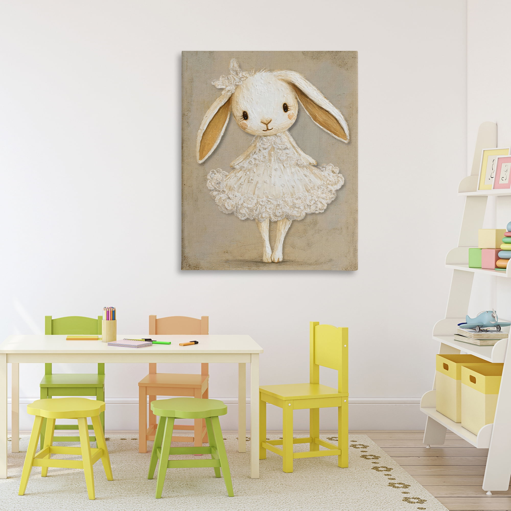Stupell Industries Ballerina Bunny in Lace Dress Canvas Wall Art, design by Ink Drop Loft