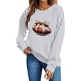 thumbnail image 4 of Gamivast Pullover Sweatshirts for Women Glitter Football with Bow Detail Graphic Print Crew Neck Long Sleeve Pullover Tops Trendy Casual Wear, 4 of 5