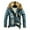 Blue, variant on Men's faux fur Collar Winter Cargo Jacket Casual Denim Jacket And Velvet Stand-collar Single-breasted Jacket Coat Black