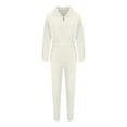 thumbnail image 5 of Fleece Tracksuits 2 Piece Fall Winter Lounge Outfits 1/4 Zip Crop Sweatshirt Cinched Sweatpant Set Womens Sweatsuit (XL, White), 5 of 7