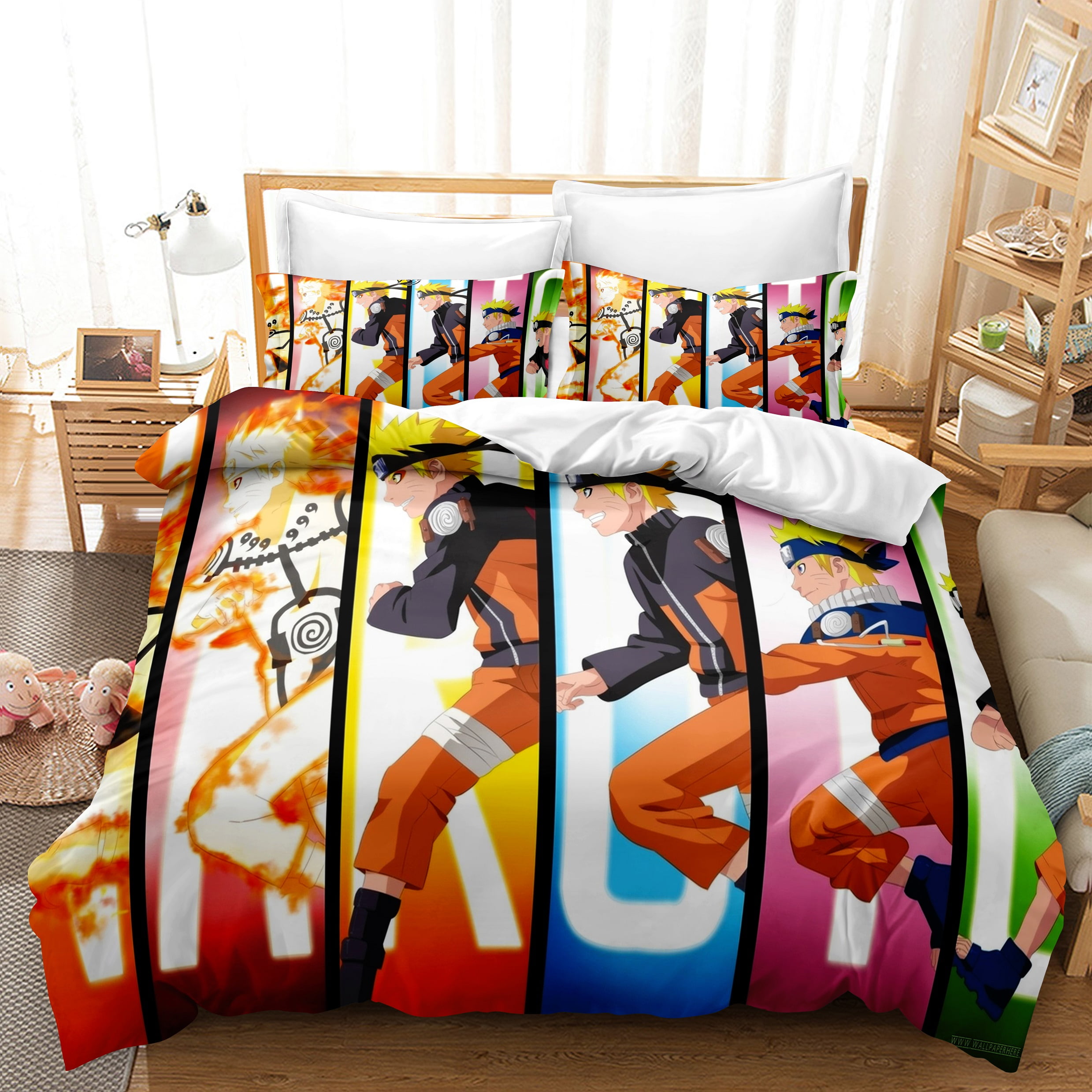 Anime 3D Naruto Duvet/Quilt cover Pillowcase bedding set Single/Double 3-PCS 