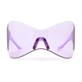 thumbnail image 2 of XL Oversized Duckbill Curved Wrap Rimless Shield Plastic Sunglasses Purple, 2 of 4