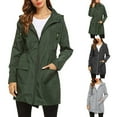 thumbnail image 1 of Koszal Extérieur Coupe-Vent Imperméable Léger à Capuche Femmes Veste de Pluie Longue, 1 of 7