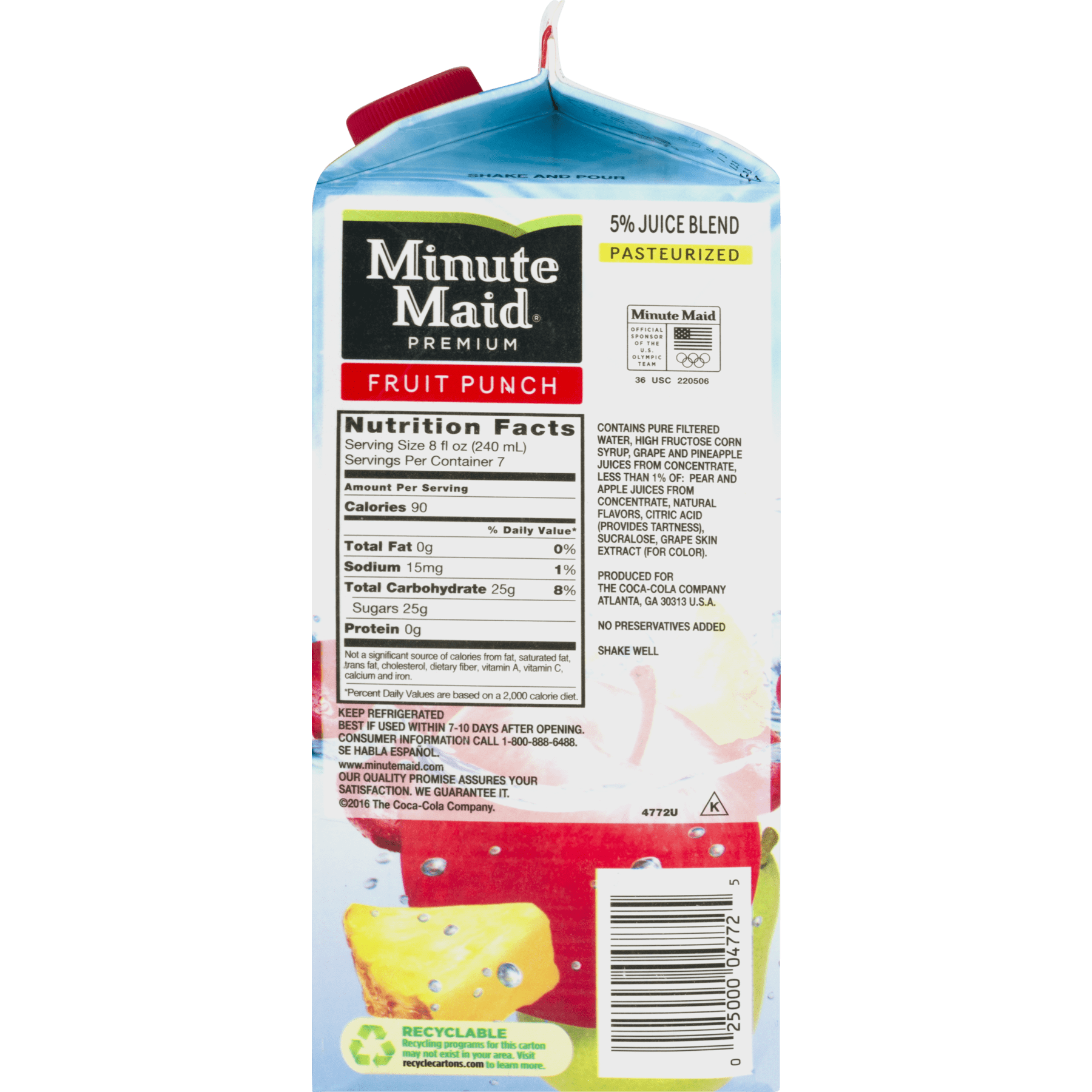 Minute Maid Premium Fruit Punch 1 8 Quart 59 Fl Oz Walmart Com Walmart Com
