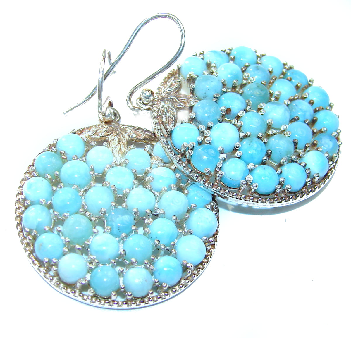 Outstanding Blue Turquoise Silver Plated 8 Grams Earring 1.75 Long Handmade Jewellry 