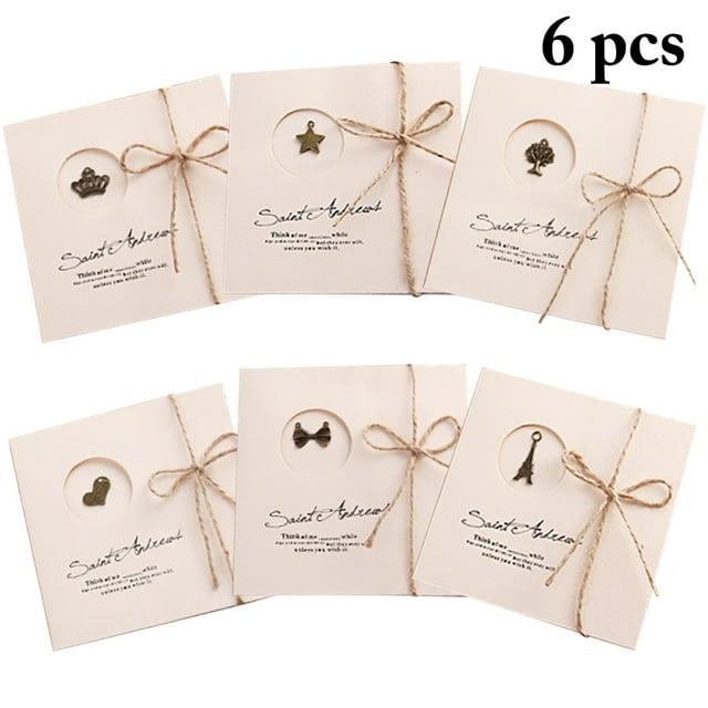 6PCS Christmas Greeting Card Vintage Simple Holiday Card Congratulation Card