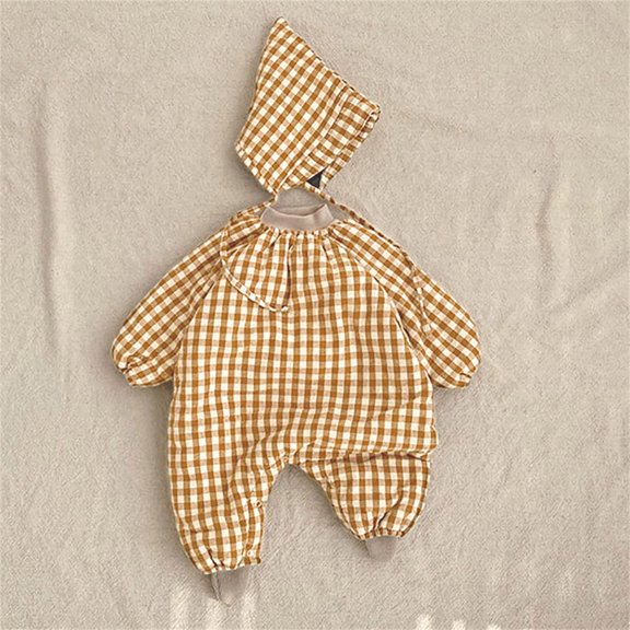 Vedolay Boy's 2023 Romper Boys' Casual Zipper Back High Waist Jumpsuit Spaghetti Strap Long Sleeve Romper,Yellow 18-24 Months