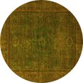 thumbnail image 1 of Ahgly Company Machine Washable Indoor Round Abstract Yellow Modern Area Rugs, 8' Round, 1 of 4