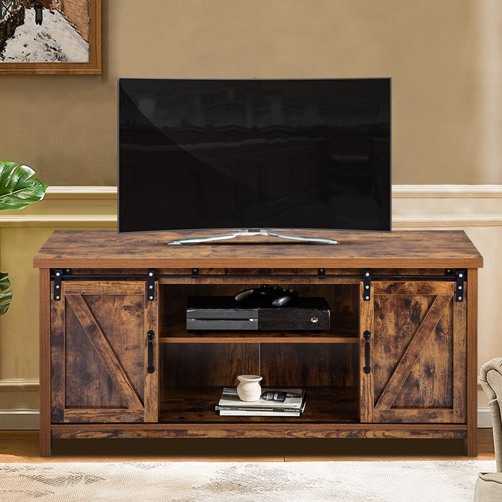 Doors Home Living Room TV Stand Cabinet TV Tray with Shelves Storage Drawers 