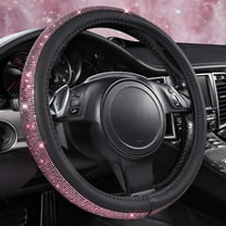 Bling Diamond Leather Steering Wheel Cover, with Sparkly Crystal Glitter Rhinestones Universal Fit 14"1/2-15" Car Wheel Protector for Women Fit Suvs, Vans, Sedans, Car, Trucks