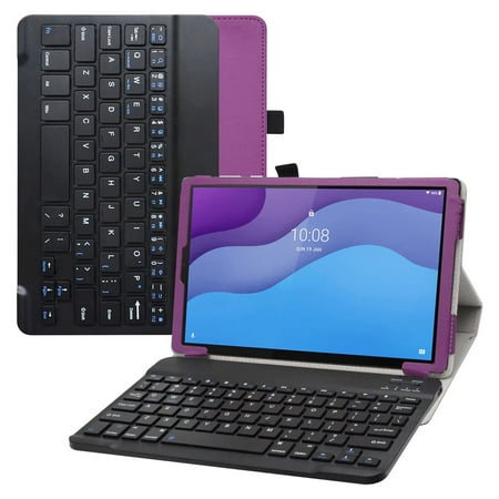 Labanema 10.1" Lenovo Tab M10 HD (2nd Gen) TB-X306X Bluetooth Keyboard Case, PU Leather Folio Stand Protective Case, Cover for 10.1" Lenovo Tab M10 HD (2nd Gen) TB-X306X (Purple)