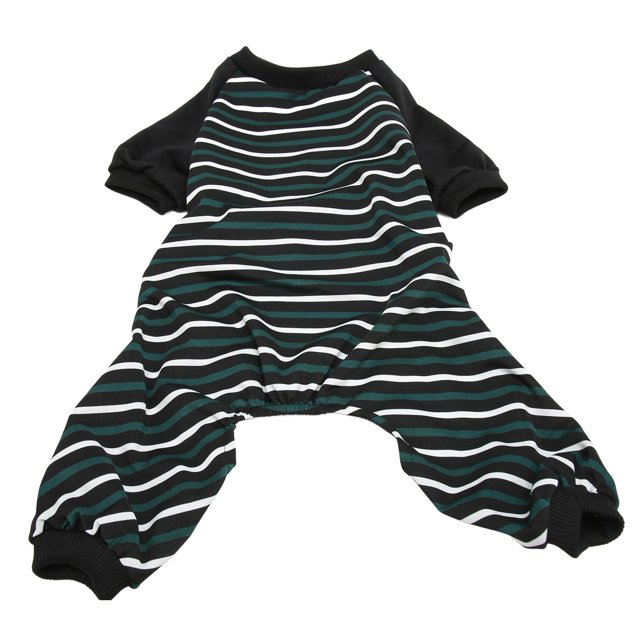Grenouillère Pyjama pour Chien, Rayures Vertes et Blanches Classiques Pyjama Léger Extensible pour Chats TP,S,M,L,TG