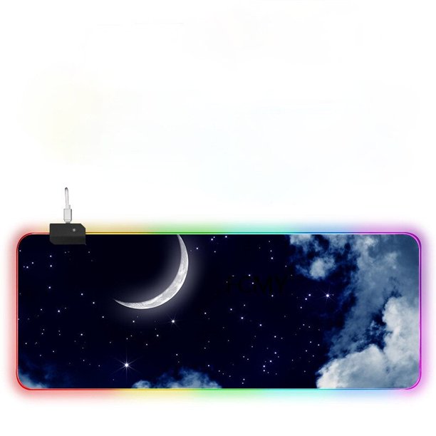 Alfombrilla de ratón grande RGB Xxl para Gaming, alfombrilla de ratón para Gamer, copia de Luna, ratón grande, almohadilla de escritorio para PC con retroiluminación LIUWENJING unisex