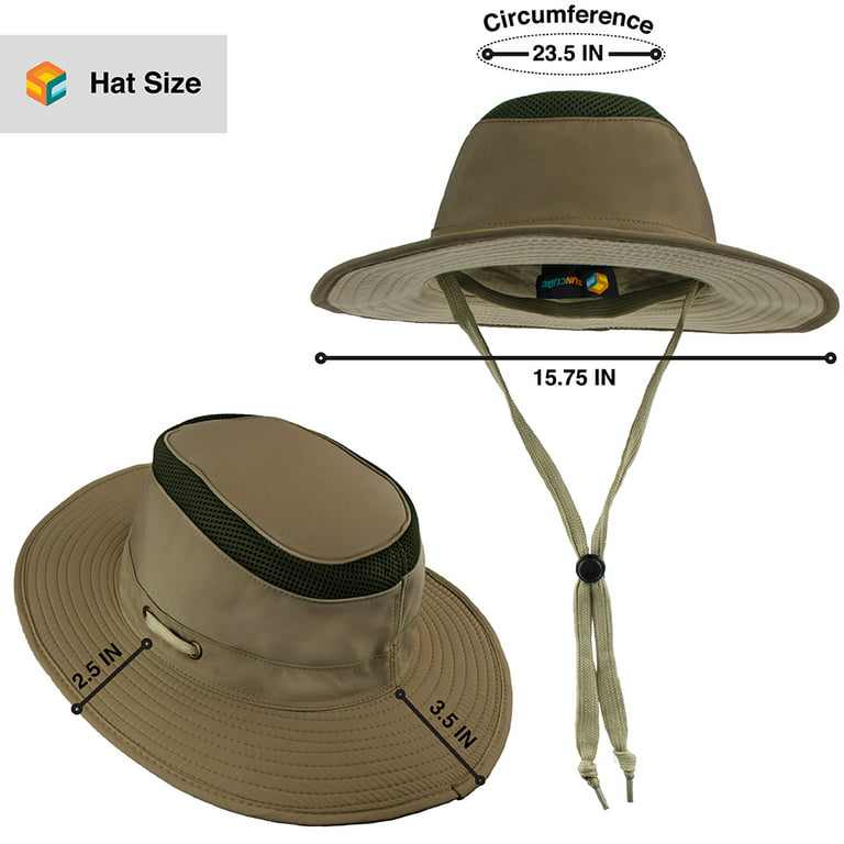 Sun Cube Wide Brim Sun Hat for Men Outdoor Sun Protection Boonie Hat | Adjustable Fit Breathable Summer Hat for Safari Hiking Fishing - Olive