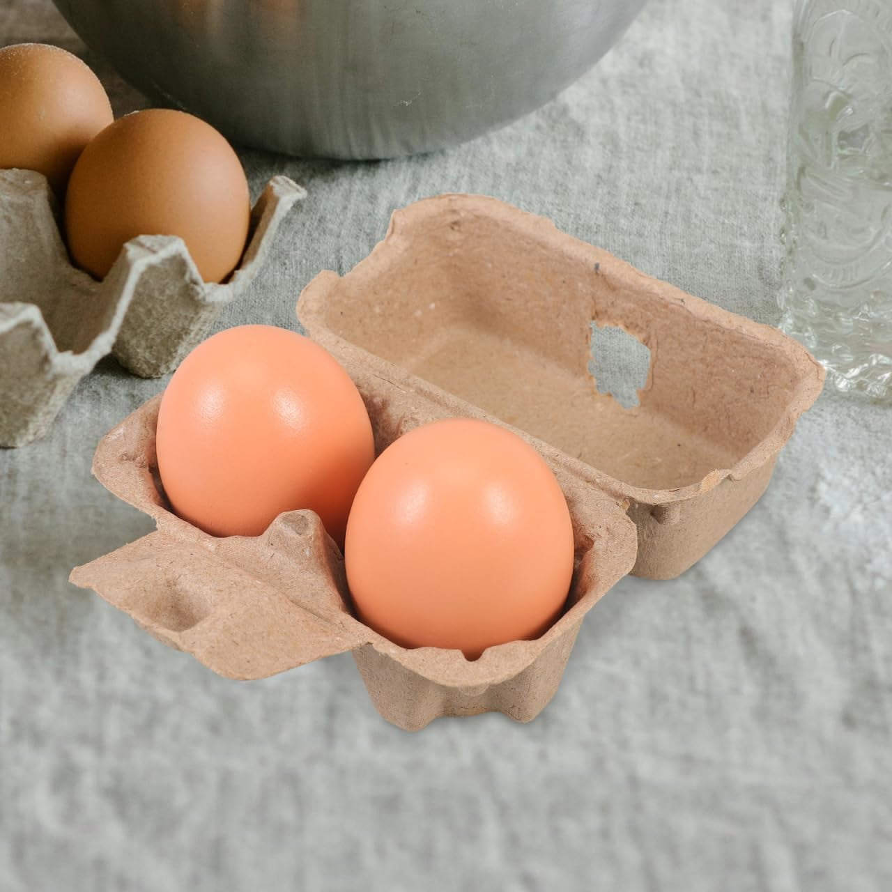 RVKXHD 25 Pcs 2 Count Egg Cartons Bulk, Natural Paper Pulp Chicken Egg Storage Containers Holder for Kitchen Supermarkets Farm Market Display