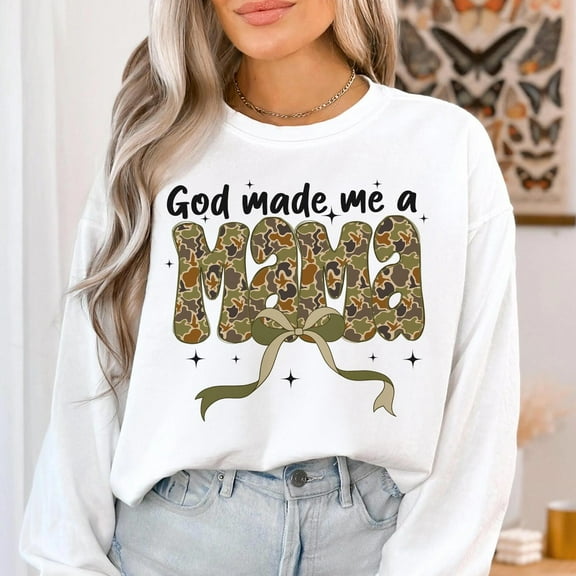 God Made Me a Mama Sweatshirt, Mother Coquette Bow Crewneck, Mama Duck Camo Pullover, Camo Mama Sweatshirt, Mother’s Day Gift Shirt