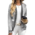 thumbnail image 3 of Long Sleeved Open Front Women Casual Knit Waffle Cardigan Coat, 3 of 6