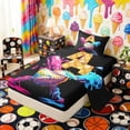 thumbnail image 2 of Erosebridal Letter A Dripping Waffle Baseball Print Twin Sheet Sets, Sports Monogram Bedding for Kids Boys and Girls, 1 Flat Sheet, 1 Fitted Sheet and 1 Pillowcase, 2 of 6