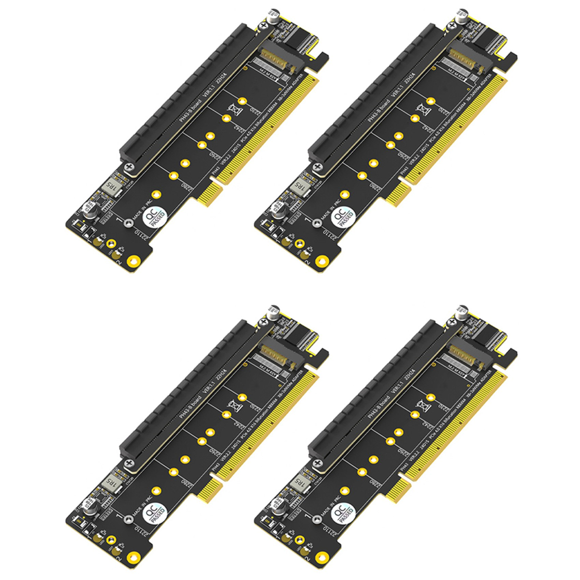 4X Dual NVMe PCIe Adapter, PCIe 4.0 X16 to Dual NVMe & 1x More PCIe X16 (X8 Signal) Adapter for M.2 NVMe SSD Adapter,4 x NVMe SSD Adapter,Black